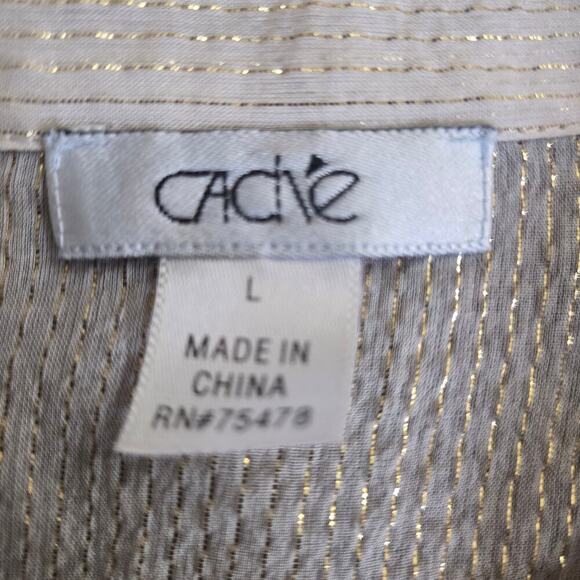 Cache Women Silk Metallic Sheer Lace Button Top L Boho Western Prairie Victorian - Picture 6 of 10